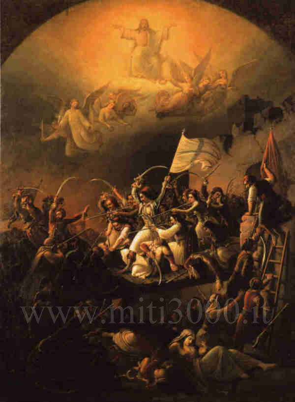 L'Esodo degli assediati di Mesolongi", dipinto di Theodoros Bryzakis, 1853 