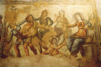 Pavimento in mosaico nella Casa di Aion Apollo e Marsia, Pafos. Immagine gentilmente fornita dall'Ente Nazionale per il Turismo di Cipro.
