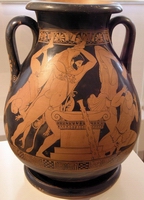 Eracle e Busiride, pelike a figure rosse. Museo archeologico nazionale di Atene 9683
