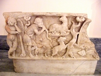 Frammento di sarcofago con Diana ed Endimione - Met II sec.d.C., inv. 111070.