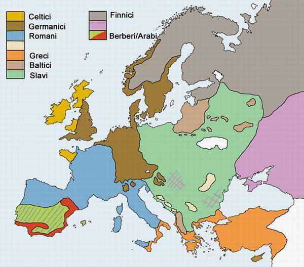 L'Europa ca. X-XII sec. d.C.  2012 di Aldo C. Marturano e Bianca Zanardi.  in viola sono indicati i diversi popoli nomadi della steppa 